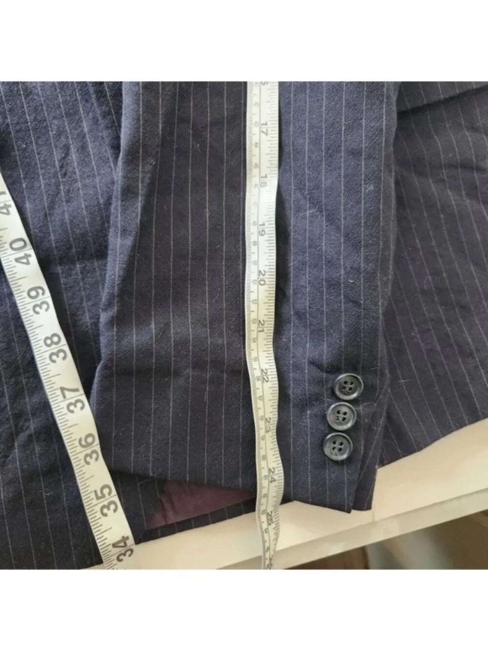 Moores‎ 365 Suit Blazer Mens 44 Reg Pure Virgin Wool Pinstripe Navy Blue Canada